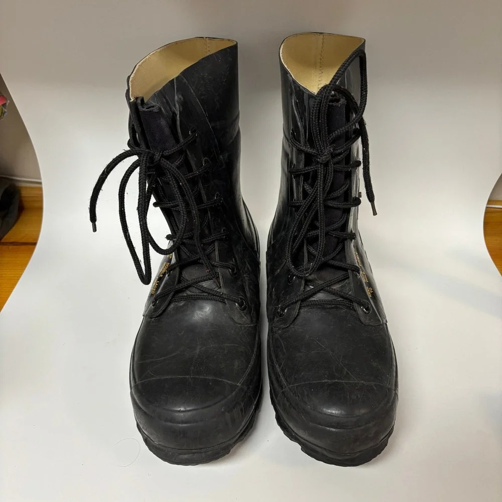 Vintage Black Mickey Mouse Boots Mens 10E Rubber Cold Weather Military Style